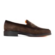 Bruine Suède Loafer Lichtgewicht Klassieke Stijl Santoni , Brown , Her...