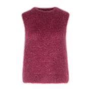 Mohair Gilet met Lurex Details Ottod'Ame , Red , Dames