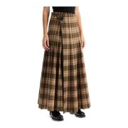 Wijdvallende Maxi Kilt Rok Burberry , Brown , Dames