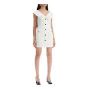 Elegante Mini Jurk met Maxi Kraag Alessandra Rich , White , Dames