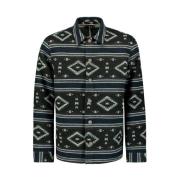 Aztec Patroon Knoopsluiting Overshirt No Excess , Black , Heren