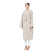 Beige Lange Jas met Oversized Design ViCOLO , Beige , Dames