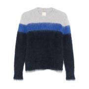 Blauwe Mohairmix Gestreepte Trui Emporio Armani , Multicolor , Dames