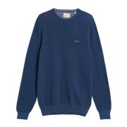 Blauwe Katoenen Pique C-Neck Sweatshirt Gant , Blue , Heren