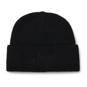 Gebreide Logo Beanie Hugo Boss , Black , Heren