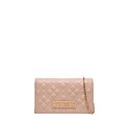 Chique Roze Schoudertas met Gouden Logo Moschino , Pink , Dames