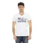 Korte Mouw V-hals T-shirt Trussardi , White , Heren