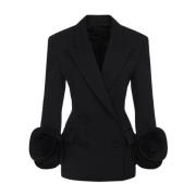 Elegante Zwarte Wollen Jas Valentino , Black , Dames