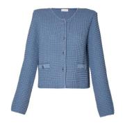 Blauwe Gebreide Vest met Elegante Details Liu Jo , Blue , Dames