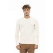 Beige Wol Crewneck Sweater Mannen Alpha Studio , Beige , Heren