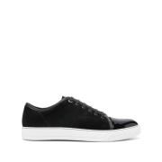 Zwarte leren sneakers met metalen oogjes Lanvin , Black , Heren