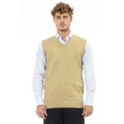 V-hals Gebreid Vest Regular Fit Alpha Studio , Beige , Heren