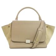 Pre-owned Leather handbags Celine Vintage , Beige , Dames