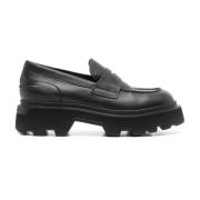 Zwarte Kalverenleren Loafers Santoni , Black , Dames