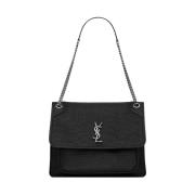 Grote schoudertas van generfd lamsvacht Saint Laurent , Black , Dames