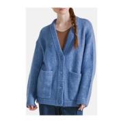 Blauwe Mohair Vest met Knopen Deha , Blue , Dames