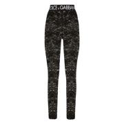 Kanten Overlay Leggings Skinny-Fit Zwart Dolce & Gabbana , Black , Dam...