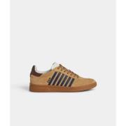 Blauwe leren sneakers met strepen Dsquared2 , Brown , Heren