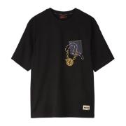 Zwart Katoen Regular Fit T-Shirt Evisu , Black , Heren