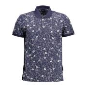 Blauw Polo Met Korte Mouwen Geborduurd Logo Gant , Blue , Heren