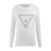 Trui met logo en strass Guess , White , Dames