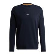 Blauw poloshirt met lange mouwen Hugo Boss , Blue , Heren