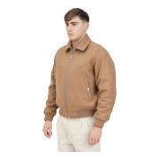 Beige Bomberjack Mannen Herfst Winter Lacoste , Beige , Heren