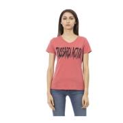 Korte Mouw V-hals T-shirt Trussardi , Pink , Dames