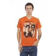 Korte mouw V-hals bedrukt T-shirt Trussardi , Orange , Heren