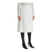 Diamantquilted Uitlopende Midi Rok Jil Sander , White , Dames