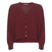 Kasjmier V-hals Trui Bordeaux Kangra , Red , Dames