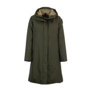 Groene Knielange Parka Met Capuchon Blauer , Green , Dames