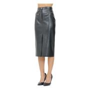 Zwarte Midi Rok met Voor Split Patrizia Pepe , Black , Dames