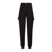 Enkel Elastische Logo Broek met Zakken Liu Jo , Black , Dames