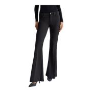 Flare broek met logo op achterzak Liu Jo , Black , Dames