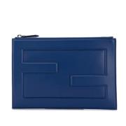 Pre-owned Leather clutches Fendi Vintage , Blue , Dames