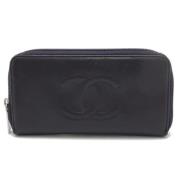 Pre-owned Leather wallets Chanel Vintage , Black , Dames