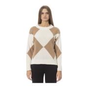 Bootnek Lange Mouw Gebreide Top Baldinini , Beige , Dames