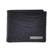 Wallet in black leather with crocodile print Baldinini , Black , Heren