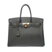 Pre-owned Leather handbags Hermès Vintage , Gray , Dames