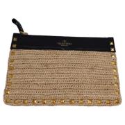 Pre-owned Raffia pouches Valentino Vintage , Beige , Dames