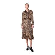 Rok Jalia | Vloeiende rok op middellange lengte met luipaardprint Bere...