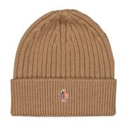 Logo Beanie Muts voor mannen Moncler , Brown , Heren