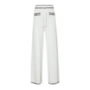 Gebreide Broek met Elastische Taille en Contrastdetails Liu Jo , White...