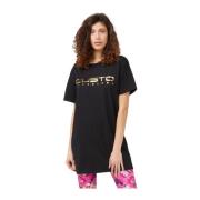 Oversize Front Print T-Shirt Custo Barcelona , Black , Dames