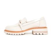 Block Heels Loafers - Beige Cesare Gaspari , White , Dames