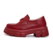 Chunky leren platform loafers - Bordeaux Cesare Gaspari , Red , Dames