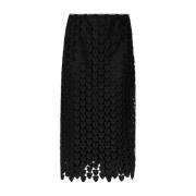 Midi rok met hartjespatroon en elastische taille Ottod'Ame , Black , D...