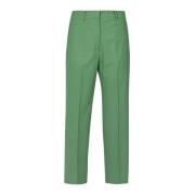 Wijde wollen broek met riemlussen Ottod'Ame , Green , Dames