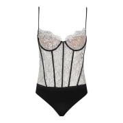 Elegant Corset Bodysuit Retrofête , White , Dames